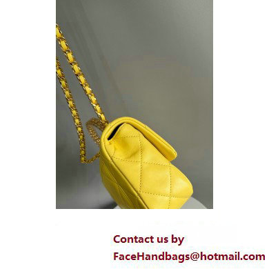 Chanel Lambskin, Resin  &  Gold-Tone Metal Small Flap Bag with Top Handle AS4848 Yellow 2024